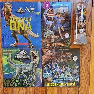 Jurassic World Dinosaur Paperback Books and Toy Set